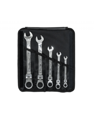 Ceta Form 8-19mm Mafsallı Cırcırlı Kombine Anahtar Takımı Bez Çantalı 5 Parça B06-R05